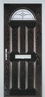 4 Panel 1 Arch Elegance Composite Front Door in Black Brown