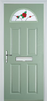 4 Panel 1 Arch English Rose Composite Front Door in Chartwell Green