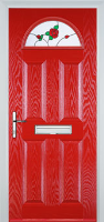 4 Panel 1 Arch English Rose Composite Front Door in Poppy Red