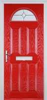4 Panel 1 Arch Flair Composite Front Door in Poppy Red