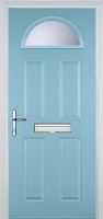 4 Panel 1 Arch Glazed Composite Front Door in Duck Egg Blue