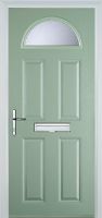 4 Panel 1 Arch Glazed Composite Front Door in Chartwell Green