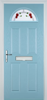 4 Panel 1 Arch Mackintosh Rose Composite Front Door in Duck Egg Blue