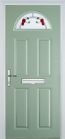 4 Panel 1 Arch Mackintosh Rose Composite Front Door in Chartwell Green