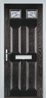 4 Panel 2 Square Abstract Composite Front Door in Black Brown
