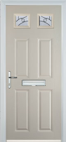 4 Panel 2 Square Abstract Composite Front Door in Cream