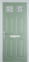 4 Panel 2 Square Abstract Composite Front Door in Chartwell Green