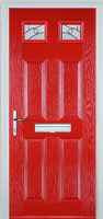 4 Panel 2 Square Abstract Composite Front Door in Poppy Red