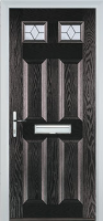 4 Panel 2 Square Classic Composite Front Door in Black Brown
