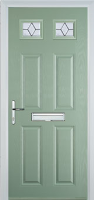 4 Panel 2 Square Classic Composite Front Door in Chartwell Green