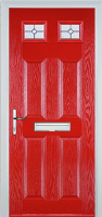 4 Panel 2 Square Finesse Composite Front Door in Poppy Red