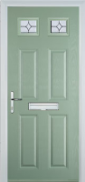 4 Panel 2 Square Flair Composite Front Door in Chartwell Green