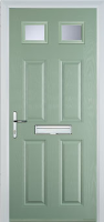 4 Panel 2 Square Glazed Composite Front Door in Chartwell Green