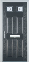 4 Panel 2 Square Zinc/Brass Art Clarity Composite Front Door in Anthracite Grey
