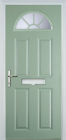 4 Panel Sunburst Composite Front Door in Chartwell Green