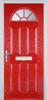 4 Panel Sunburst Composite Front Door in Poppy Red