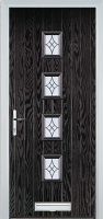 4 Square (centre) Elegance Composite Front Door in Black Brown