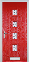 4 Square (centre) Elegance Composite Front Door in Poppy Red