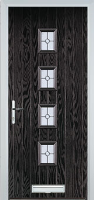 4 Square (centre) Finesse Composite Front Door in Black Brown