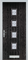 4 Square (centre) Flair Composite Front Door in Black Brown