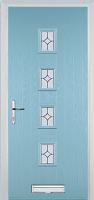 4 Square (centre) Flair Composite Front Door in Duck Egg Blue