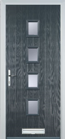 4 Square (centre) Glazed Composite Front Door in Anthracite Grey