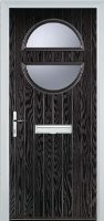 Circle Glazed Composite Front Door in Black Brown