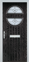 Circle Zinc/Brass Art Clarity Composite Front Door in Black Brown