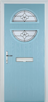 Circle Zinc/Brass Art Clarity Composite Front Door in Duck Egg Blue