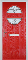 Circle Zinc/Brass Art Clarity Composite Front Door in Poppy Red