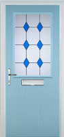 Cottage Half Glazed Drop Diamond Composite Front Door in Duck Egg Blue