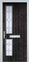 Twin Square Crystal Diamond Composite Front Door in Black Brown