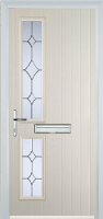 Twin Square Crystal Diamond Composite Front Door in Cream