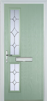 Twin Square Crystal Diamond Composite Front Door in Chartwell Green