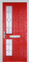 Twin Square Crystal Diamond Composite Front Door in Poppy Red