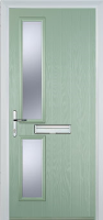 Twin Square Glazed Composite Front Door in Chartwell Green