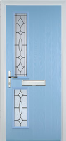 Twin Square Zinc/Brass Art Clarity Composite Front Door in Duck Egg Blue