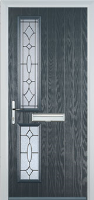 Twin Square Zinc/Brass Art Clarity Composite Front Door in Anthracite Grey