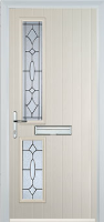 Twin Square Zinc/Brass Art Clarity Composite Front Door in Cream