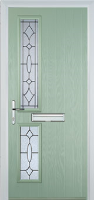 Twin Square Zinc/Brass Art Clarity Composite Front Door in Chartwell Green