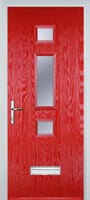 Mid 3 Square Glazed Composite Door in Poppy Red