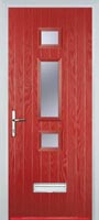 Mid 3 Square Glazed Composite Door in Red