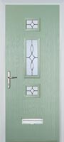 Mid 3 Square Flair Composite Door in Chartwell Green