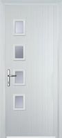 4 Square (off set) Glazed Composite Back Door in White