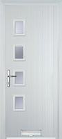 4 Square (off set) Glazed Composite Front Door in White