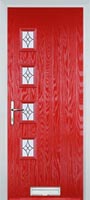 4 Square (off set) Elegance Composite Front Door in Poppy Red