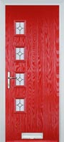 4 Square (off set) Flair Composite Front Door in Poppy Red