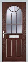 2 Panel Sunburst Composite Front Door in Darkwood