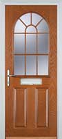 2 Panel Sunburst Composite Front Door in Oak