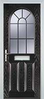2 Panel Sunburst Composite Front Door in Black Brown
